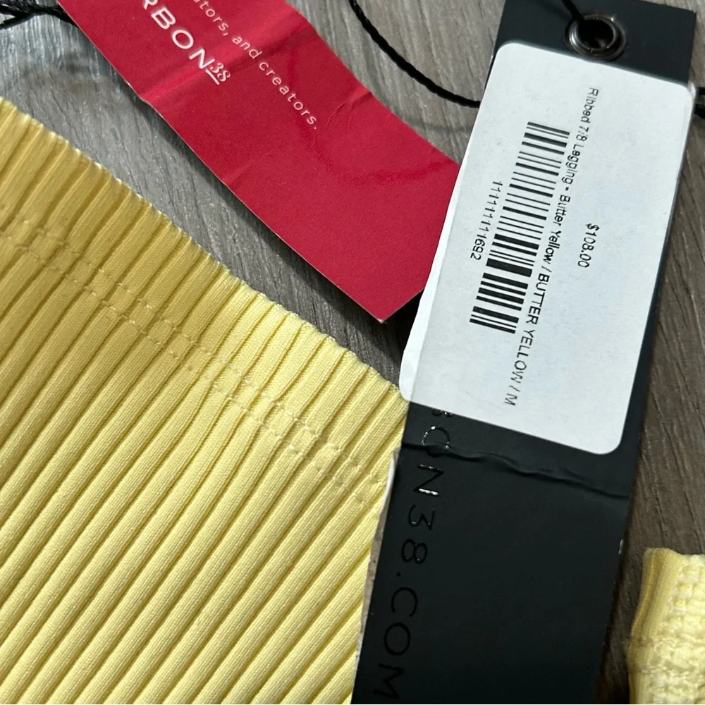 NWT carbon38 7/8 ribbed butter‎ yellow leggings women’s size medium - Picture 2 of 7